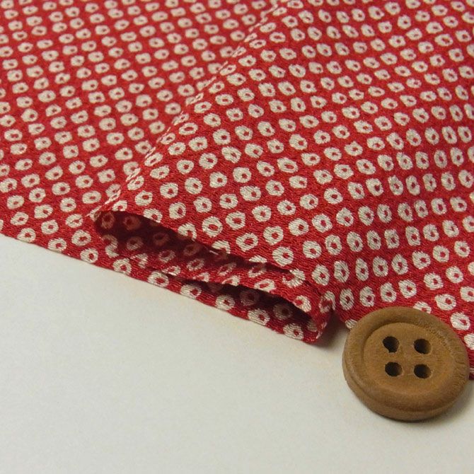ポリちりめん生地・疋田しぼり柄(赤) 10cm単位 切り売り