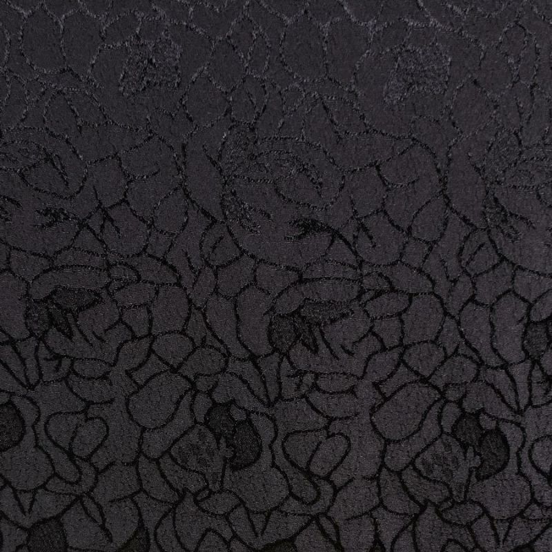  ポリエステルちりめんジャガード・バラ模様(黒)