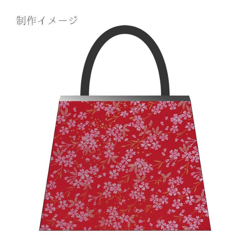 金襴生地(金らん) 桜花の舞(赤) 10cm単位 切り売り
