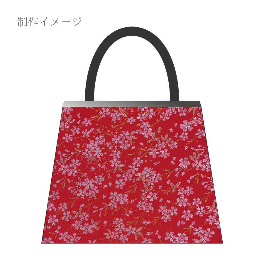 金襴生地(金らん) 桜花の舞(赤) 10cm単位 切り売り