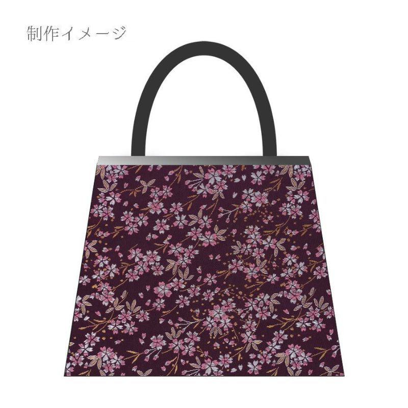 金襴生地(金らん) 桜花の舞(深紫) 10cm単位 切り売り