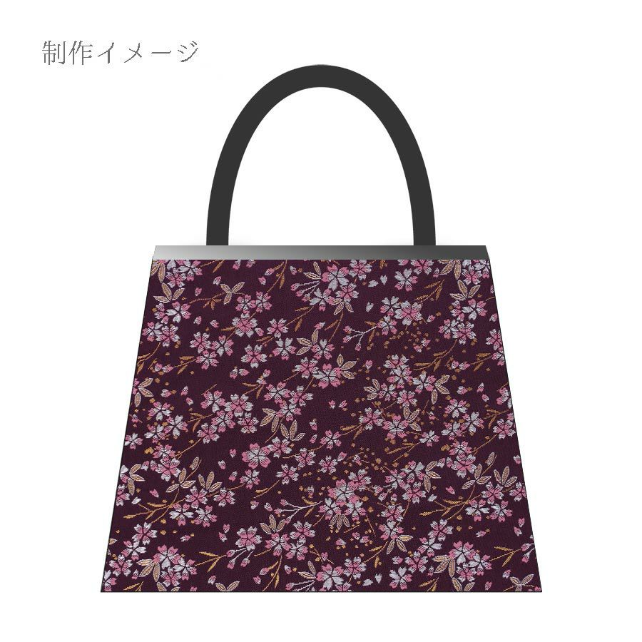 金襴生地(金らん) 桜花の舞(深紫) 10cm単位 切り売り