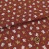 和柄コットン生地 招き猫に小判(れんが色) 10cm単位 切り売り