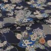  和柄コットン生地 藍染め調雲海に菊と扇(藍) 10cm単位 切り売り