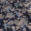  和柄コットン生地 藍染め調雲海に菊と扇(藍) 10cm単位 切り売り
