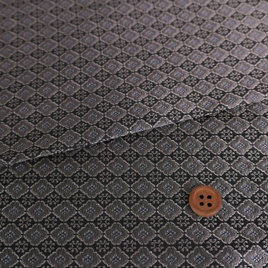 形状記憶ジャカード生地広幅 モダン小紋柄(シルバーグレー) 10cm単位 切り売り