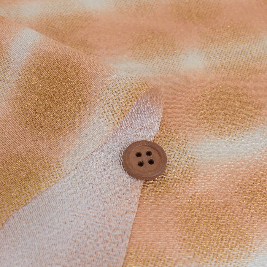 ちりめん生地 干支向き 金彩ぼたん雪(ベージュ) レーヨン鬼チリメン手芸用