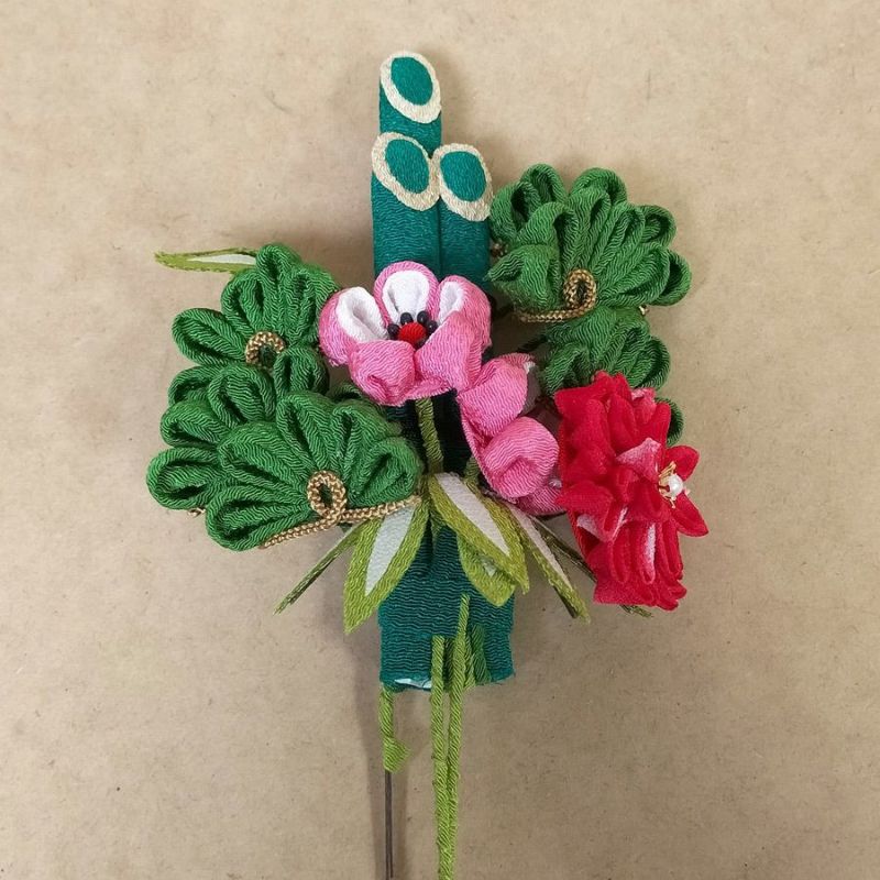 ちりめん手芸キット お細工門松ミニチュア 正月飾りハンドメイド