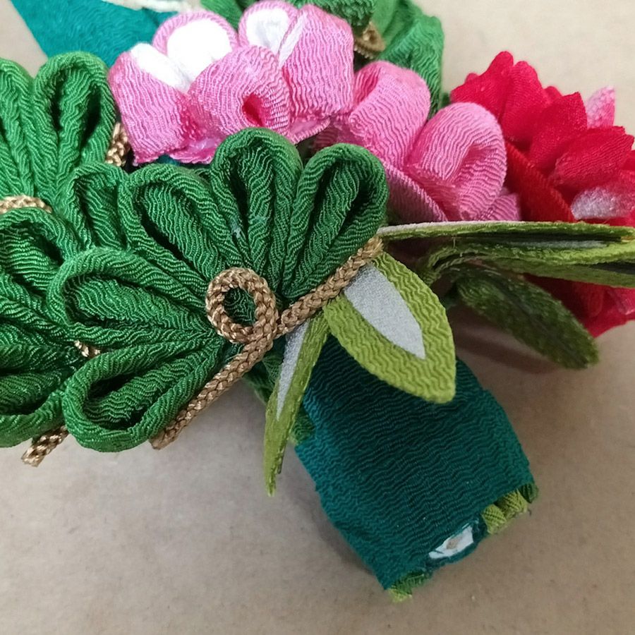 ちりめん手芸キット お細工門松ミニチュア 正月飾りハンドメイド