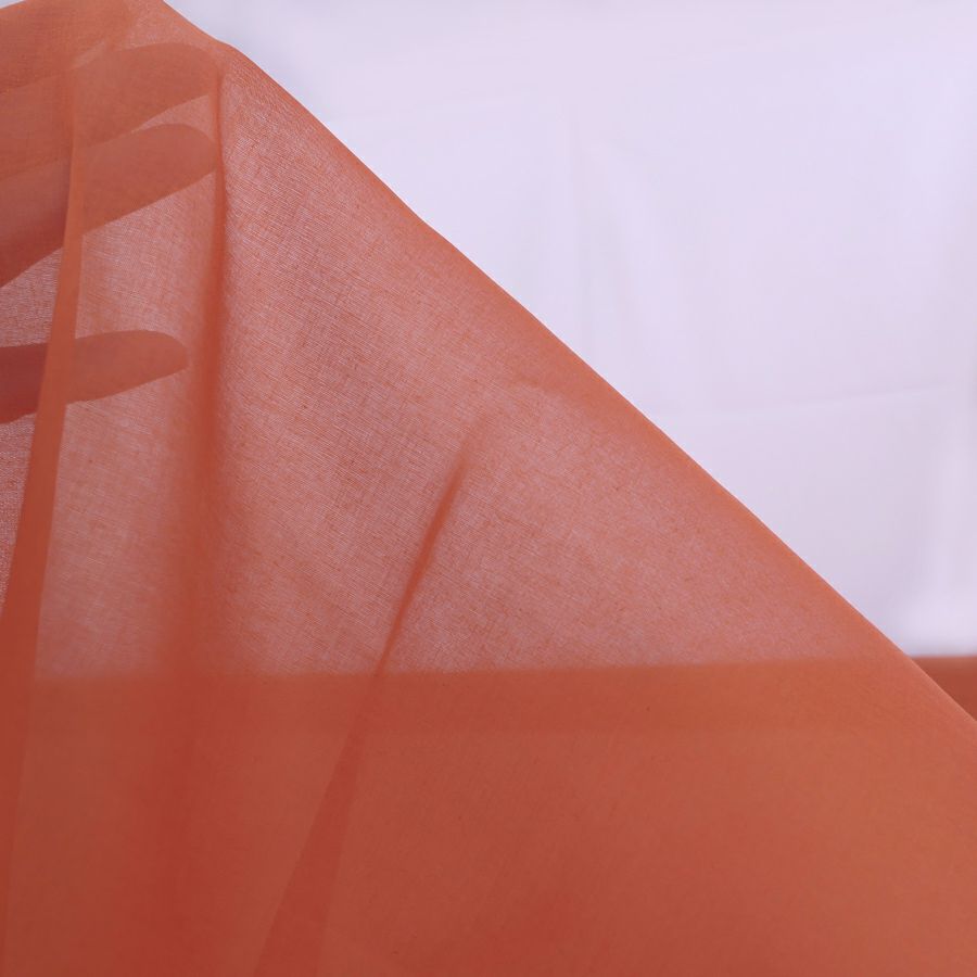 コットンオーガンジー生地・無地(柿渋色) 10cm単位 切り売り 綿オーガンディー シアー素材