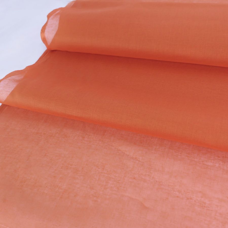 コットンオーガンジー生地・無地(柿渋色) 10cm単位 切り売り 綿オーガンディー シアー素材