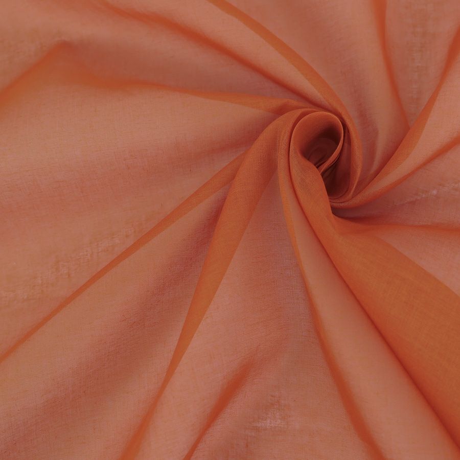 コットンオーガンジー生地・無地(柿渋色) 10cm単位 切り売り 綿オーガンディー シアー素材