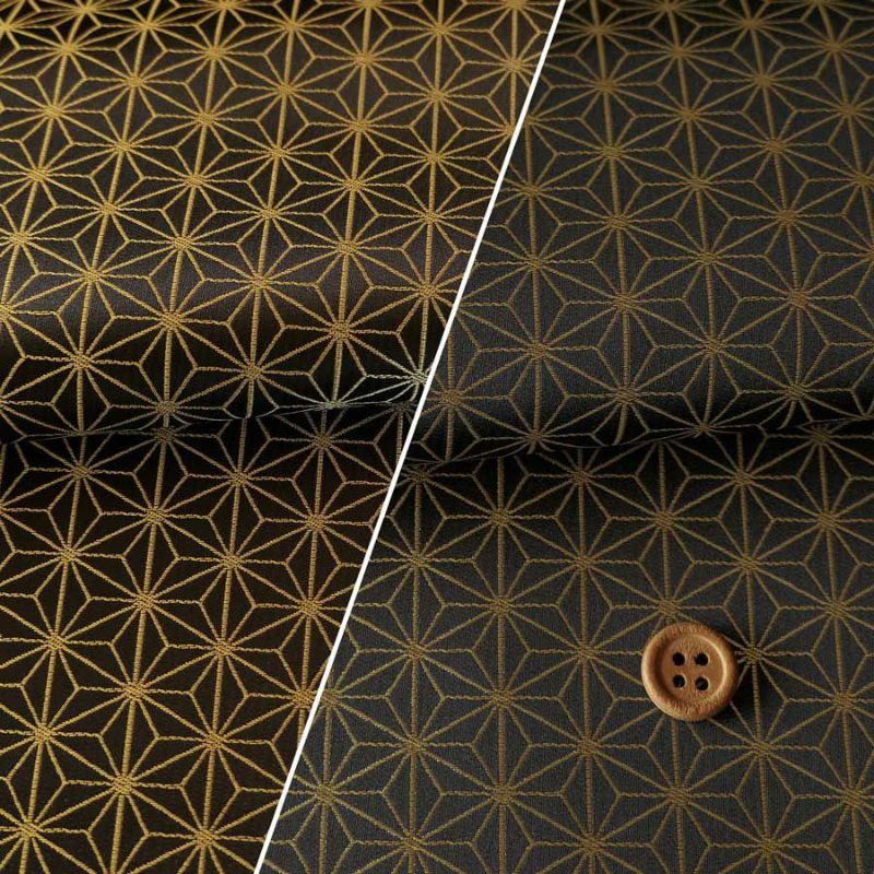 光沢ジャカード 麻の葉(黒) 10cm単位 切り売り
