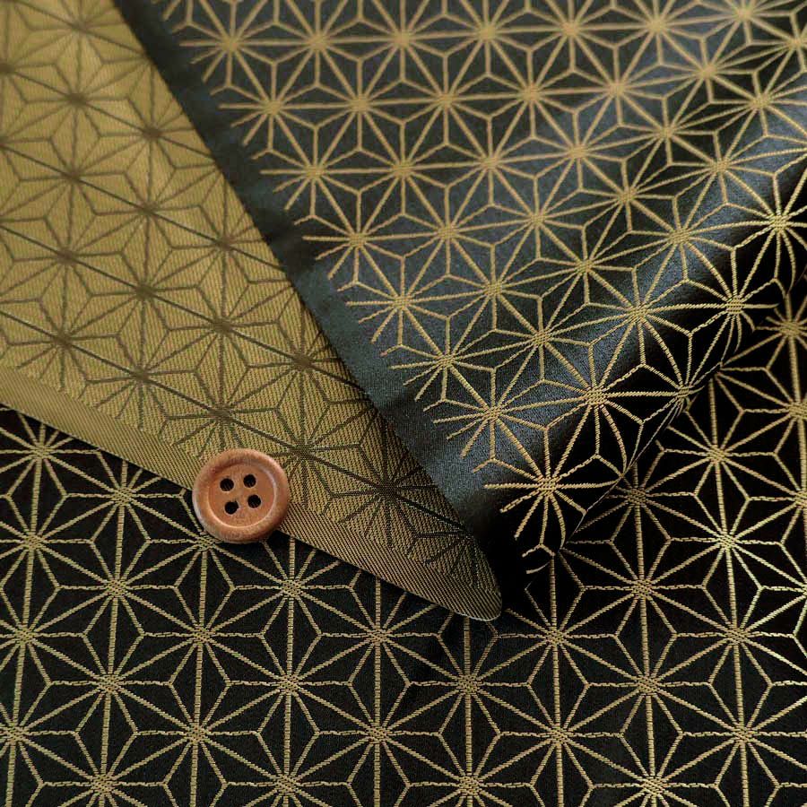 光沢ジャカード 麻の葉(黒) 10cm単位 切り売り