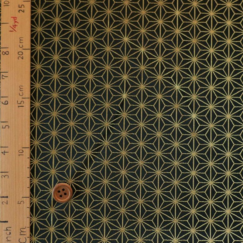 光沢ジャカード 麻の葉(黒) 10cm単位 切り売り