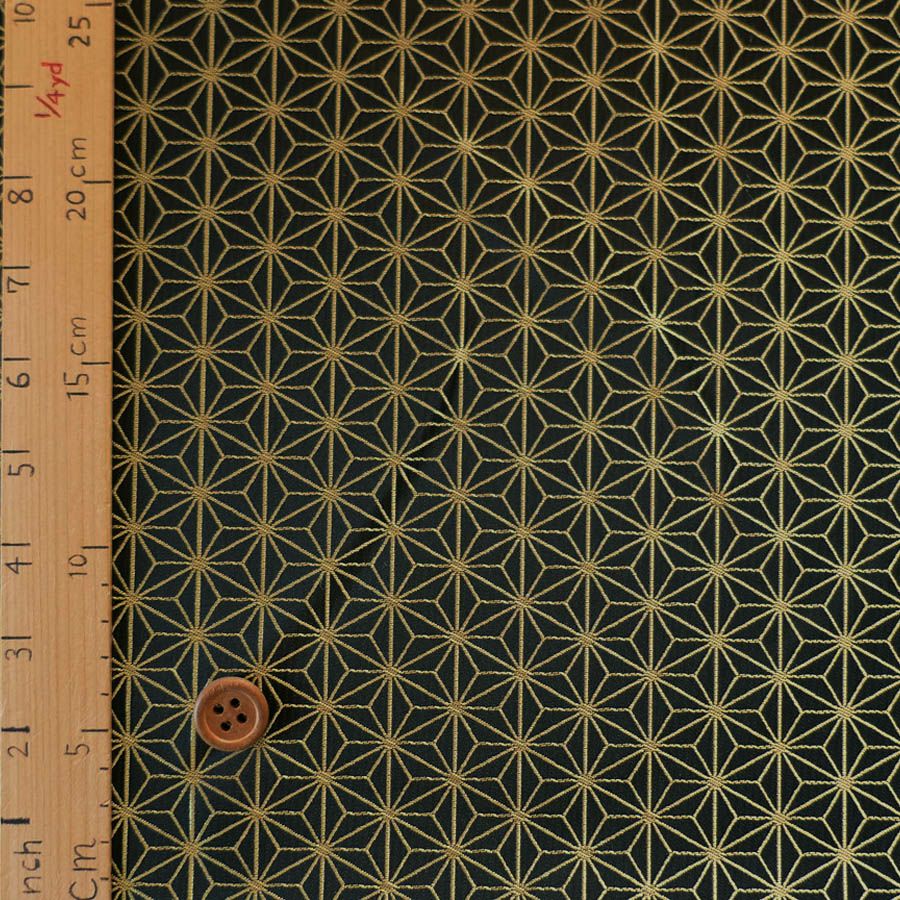 光沢ジャカード 麻の葉(黒) 10cm単位 切り売り