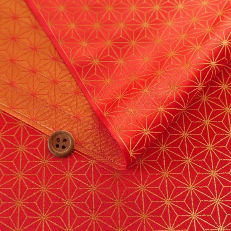 光沢ジャカード 麻の葉(赤) 10cm単位 切り売り