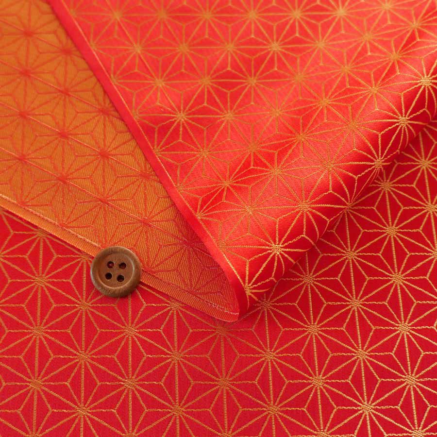 光沢ジャカード 麻の葉(赤) 10cm単位 切り売り