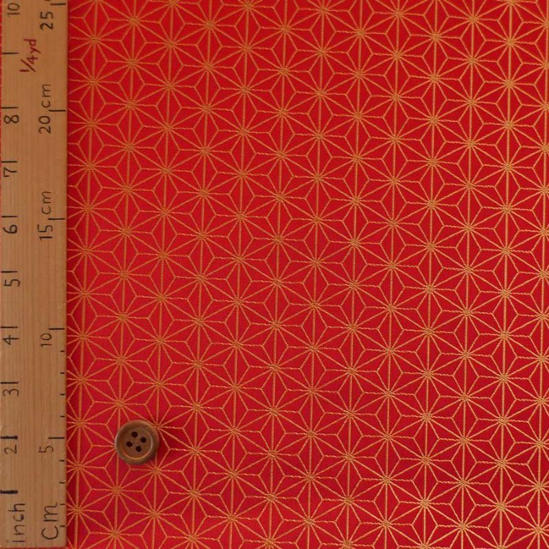 光沢ジャカード 麻の葉(赤) 10cm単位 切り売り