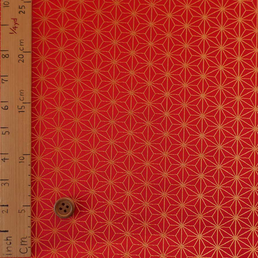 光沢ジャカード 麻の葉(赤) 10cm単位 切り売り