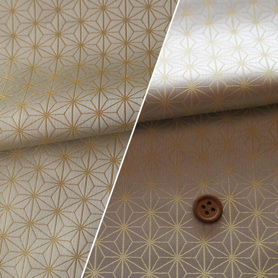 光沢ジャカード 麻の葉(パールグレー) 10cm単位 切り売り