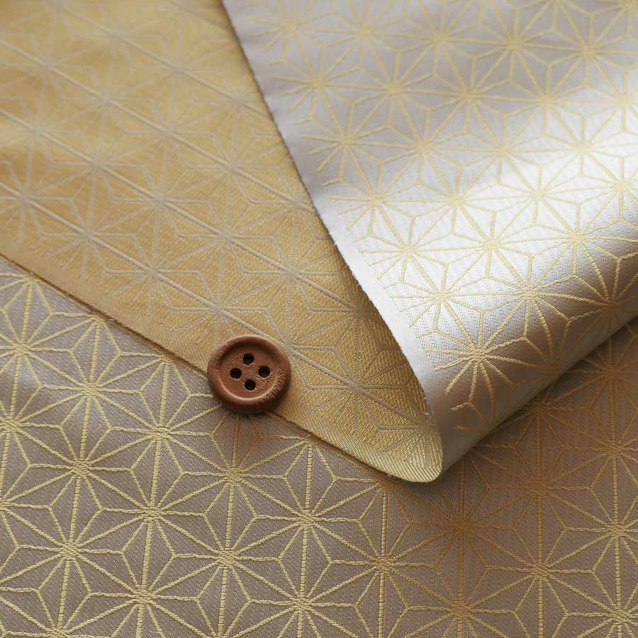 光沢ジャカード 麻の葉(パールグレー) 10cm単位 切り売り