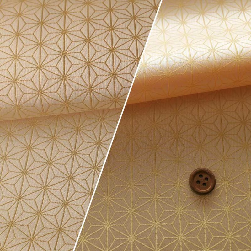 光沢ジャカード 麻の葉(シャンパンイエロー)