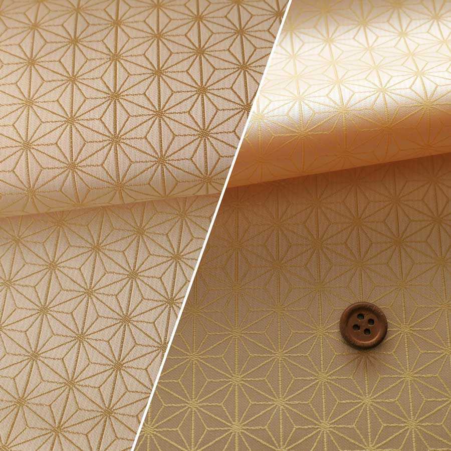 光沢ジャカード 麻の葉(シャンパンイエロー) 10cm単位 切り売り