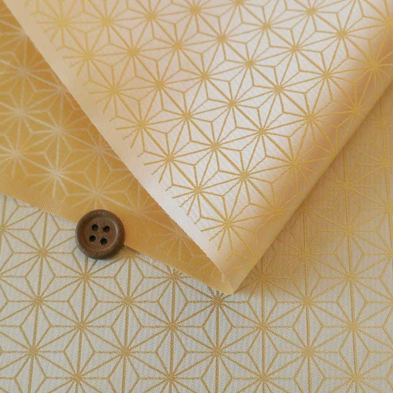 光沢ジャカード 麻の葉(シャンパンイエロー) 10cm単位 切り売り