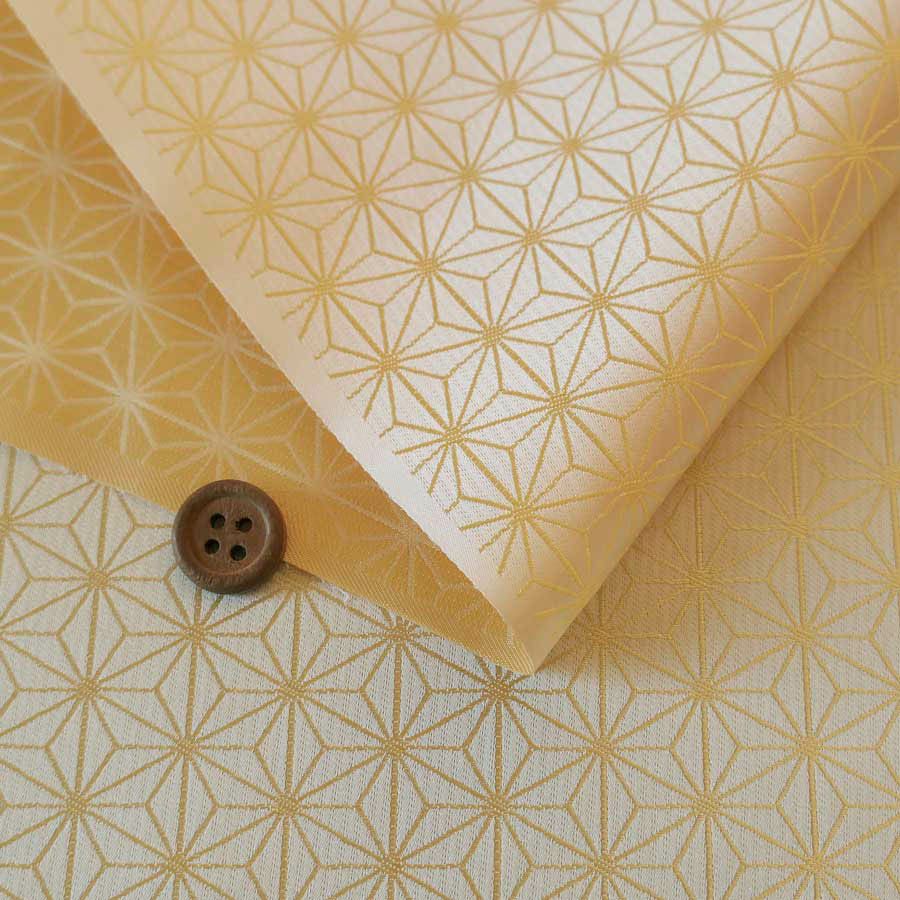 光沢ジャカード 麻の葉(シャンパンイエロー) 10cm単位 切り売り