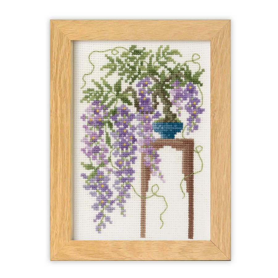 クロスステッチキット 12ヶ月の盆栽・4月 藤 フレーム付