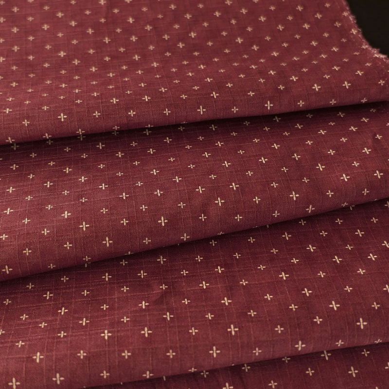 和柄コットン生地 十字刺し子柄(赤れんが) 160cm幅 10cm単位 切り売り