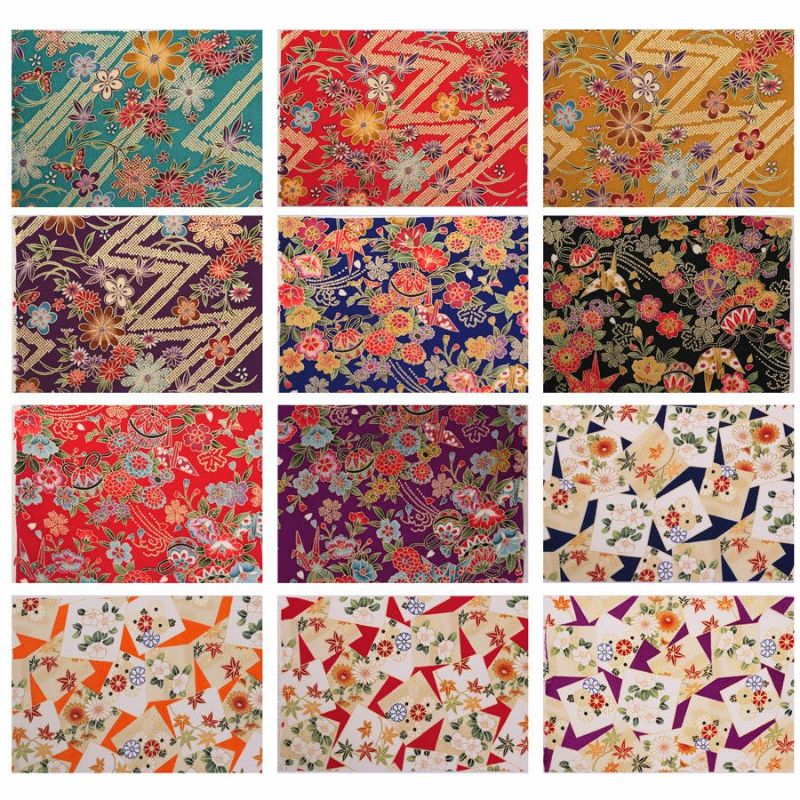 金箔一越ちりめん12枚セット 各約34×25cm