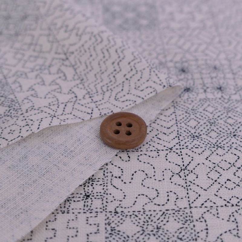 和柄コットン生地 刺し子の市松模様(きなり) 10cm単位 切り売り