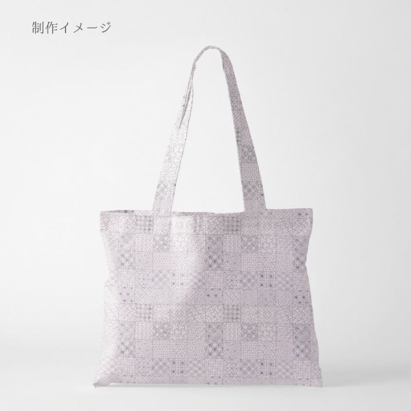 和柄コットン生地 刺し子の市松模様(きなり) 10cm単位 切り売り