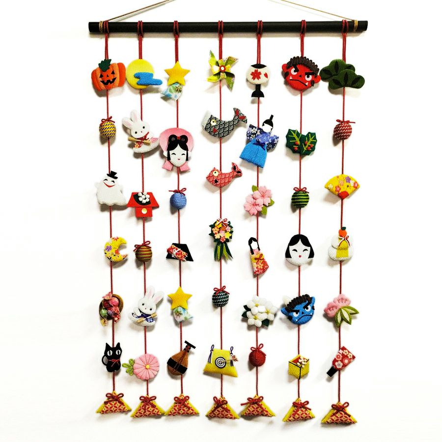 つるし飾りキット 年中風物下げもん飾り〈7連つるし雛〉｜迎春・節分