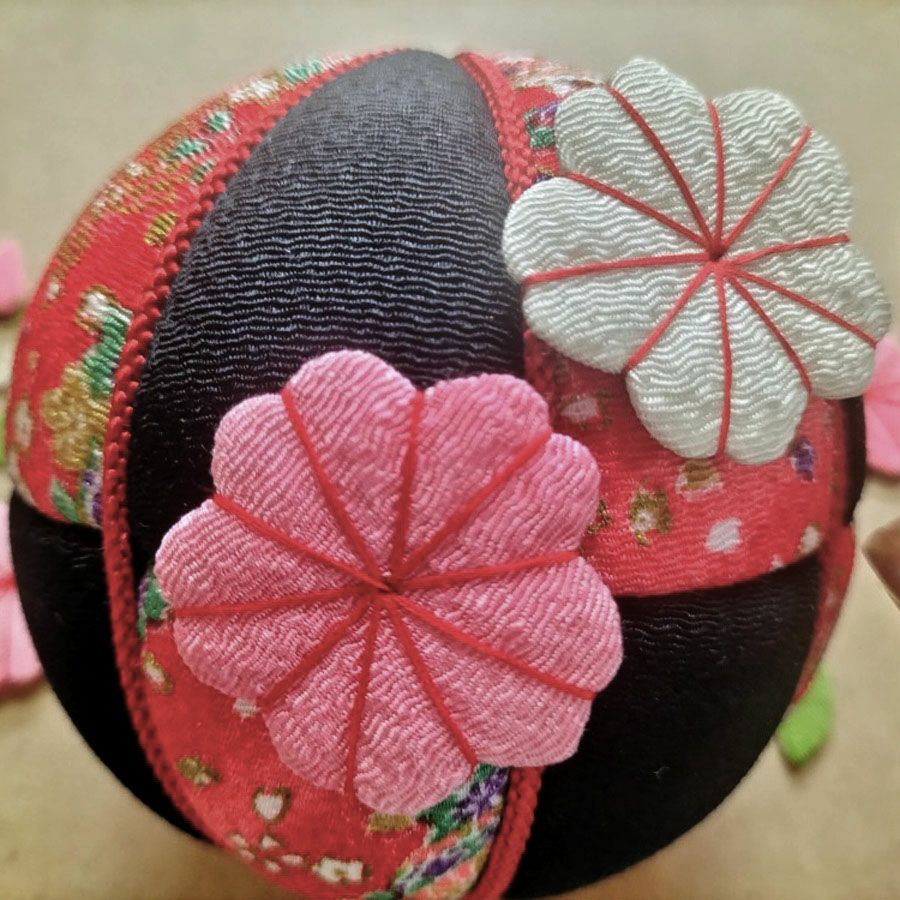 ちりめん手芸キット 房付き手まり 四季の花4種セット