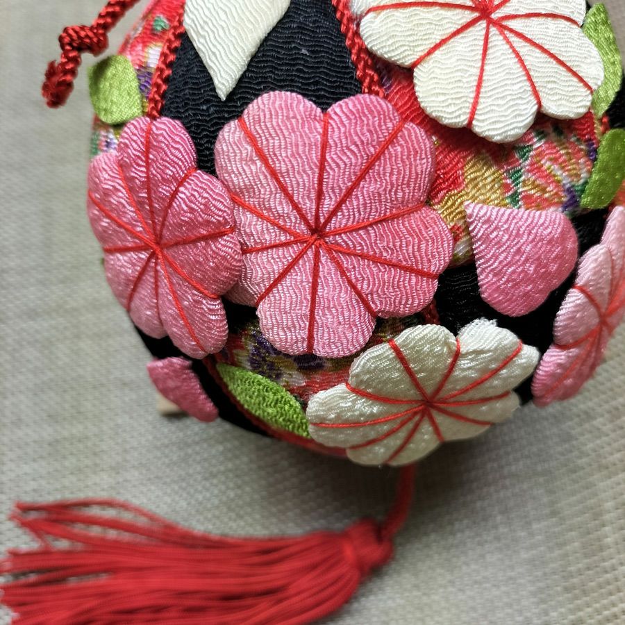 ちりめん手芸キット 房付き手まり 四季の花4種セット