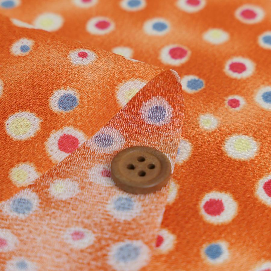 ちりめんカットクロス・ドットのイルミネーション(オレンジ) 23×33cm