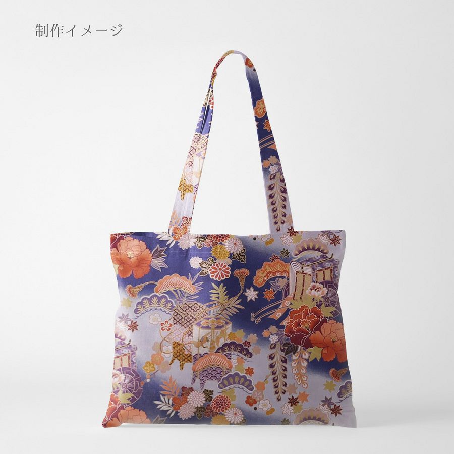  和柄コットン生地 御所車と貝桶に和花尽くし(青) 着物柄プリント木綿布地