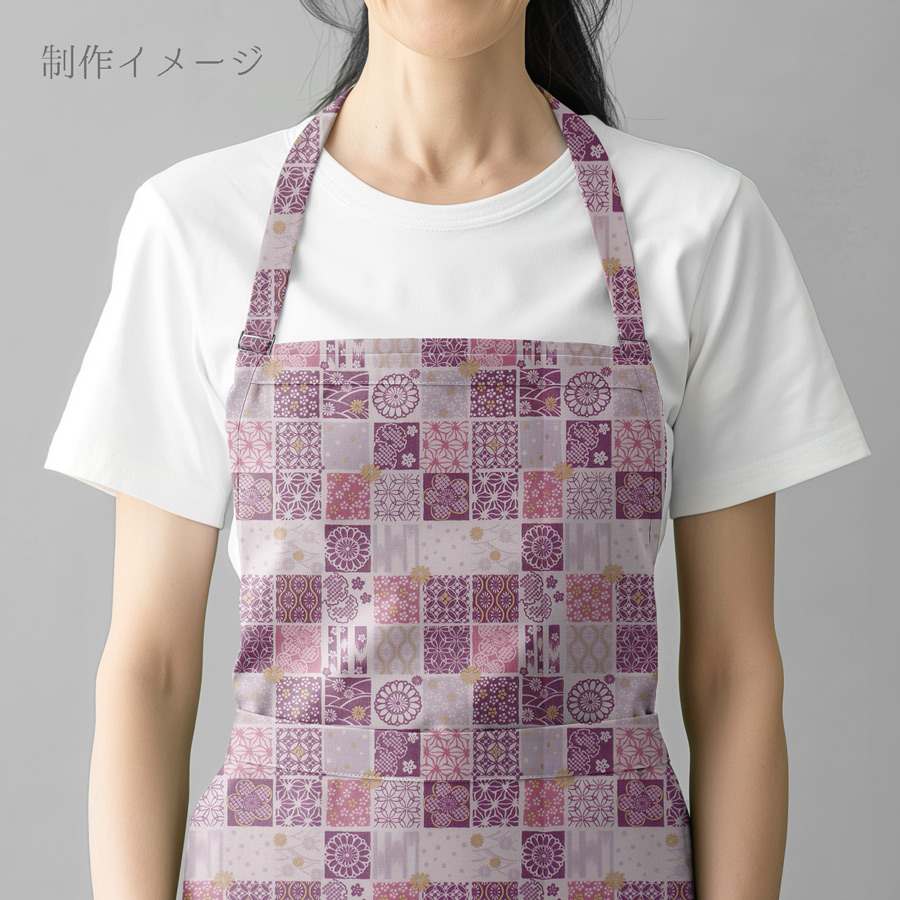 和柄コットン生地 市松パッチワーク文様(さくら紫) 10cm単位 切り売り