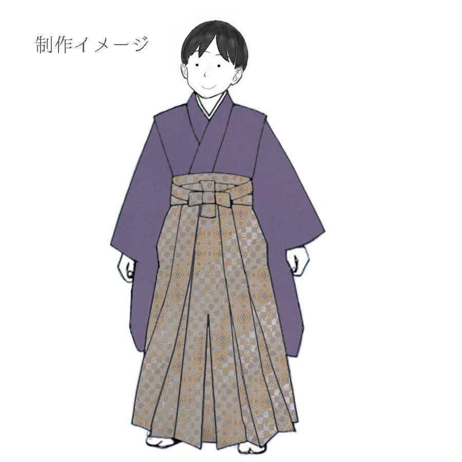 金襴生地(金らん) 蜀江文と市松の道長取り(白ねず) 10cm単位 切り売り