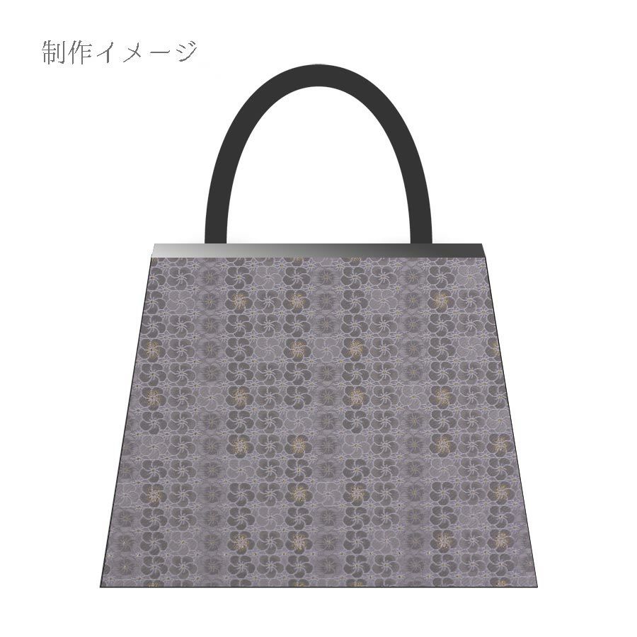 金襴生地(金らん) ねじ梅並べ(薄銀ねず) 10cm単位 切り売り