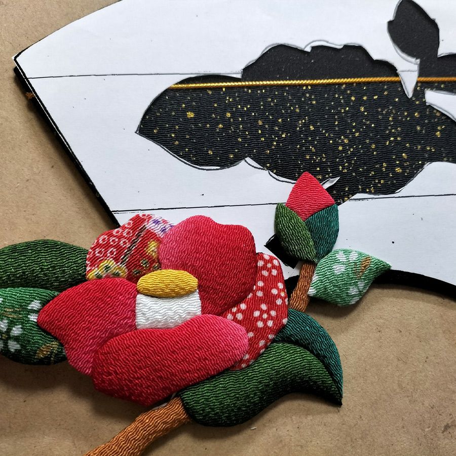 押し絵細工キット 末廣飾り 紅椿
