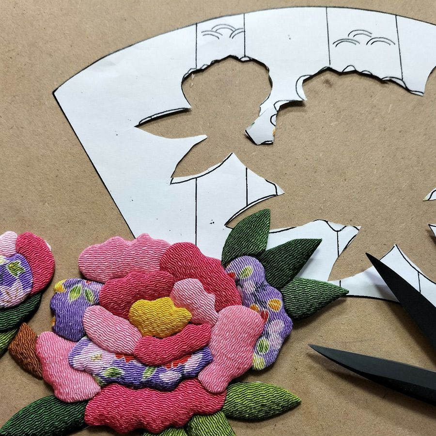 押し絵細工キット 末廣飾り 牡丹