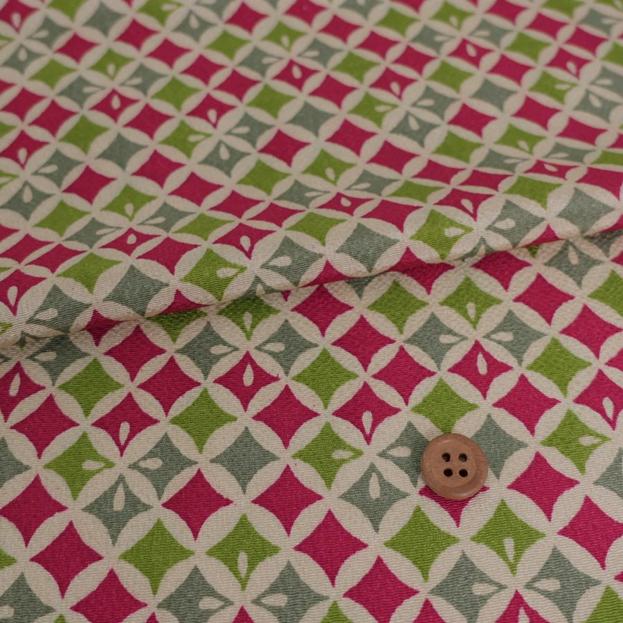 ちりめん生地 七宝菱(紅若葉) 10cm単位 切り売り