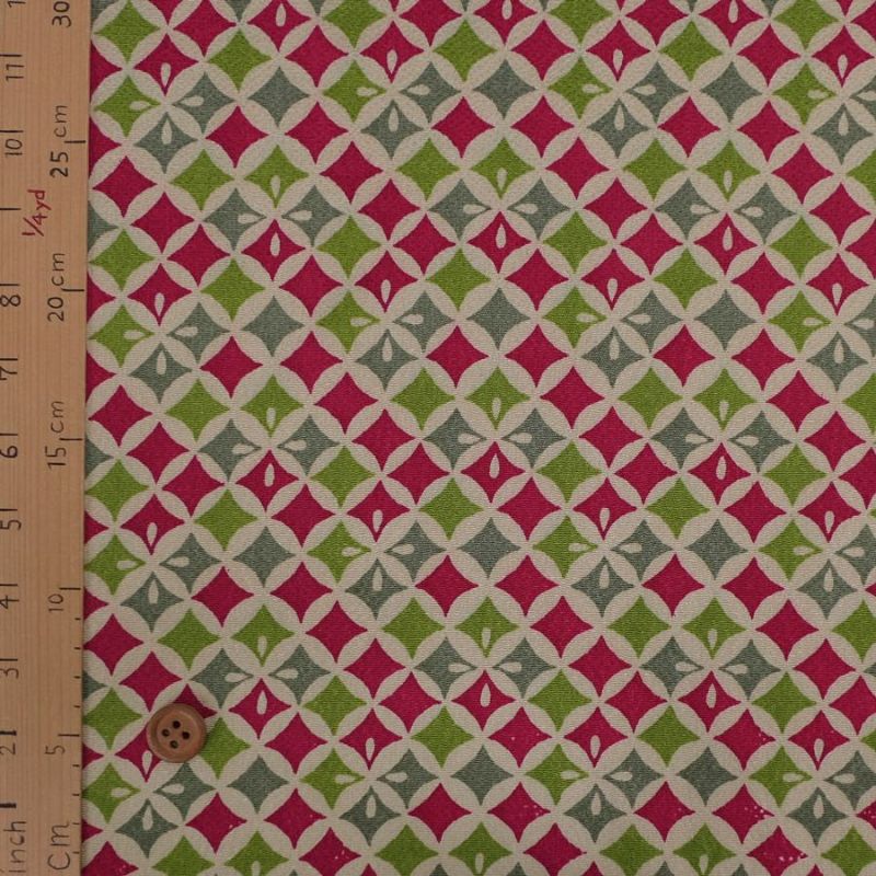 ちりめん生地 七宝菱(紅若葉) 10cm単位 切り売り