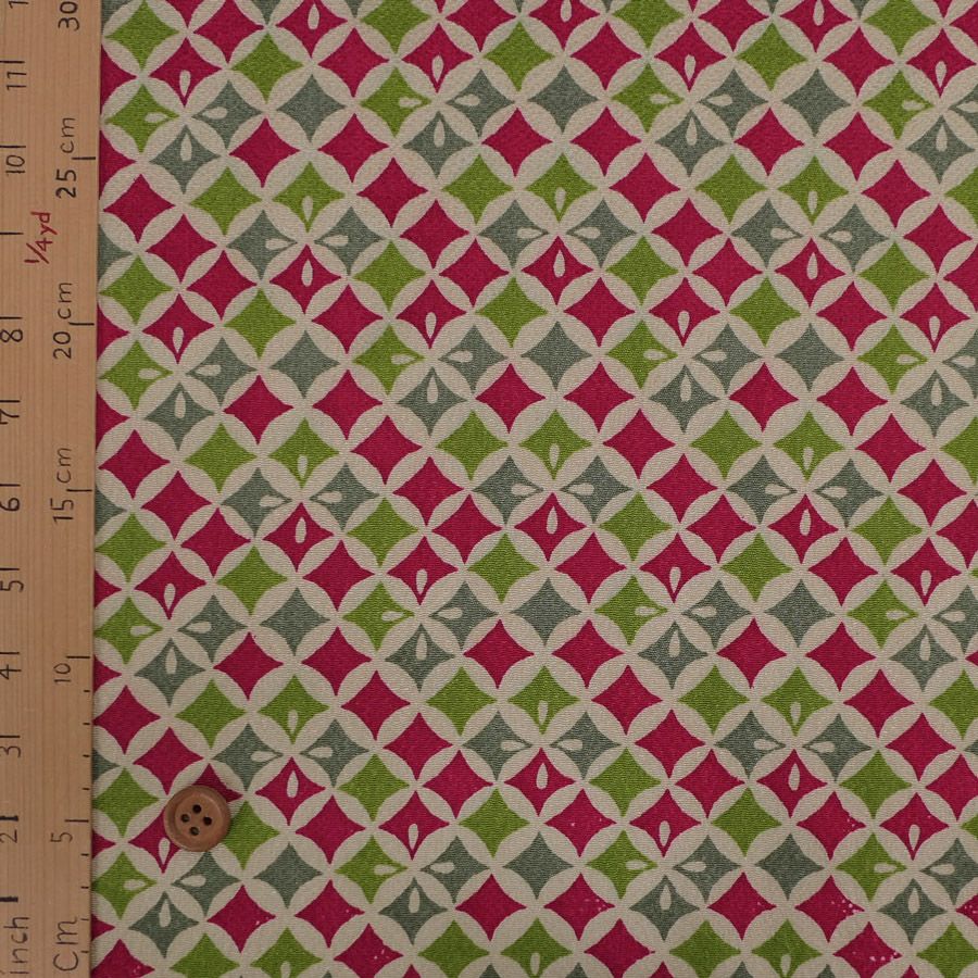 ちりめん生地 七宝菱(紅若葉) 10cm単位 切り売り