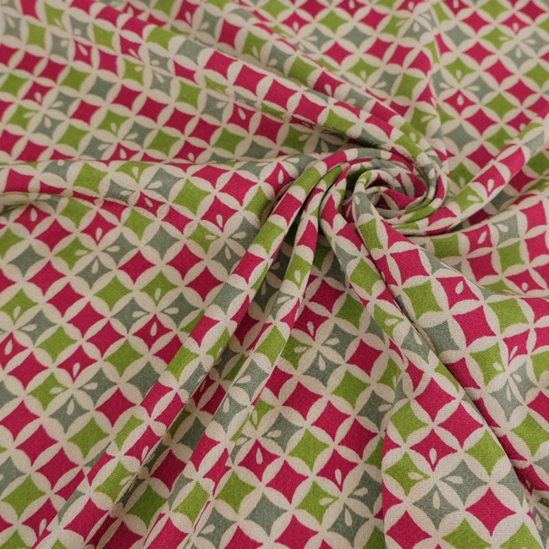 ちりめん生地 七宝菱(紅若葉) 10cm単位 切り売り